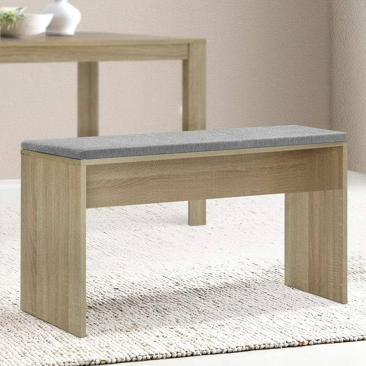 Contemporary Dining Bench with Faux Linen Fabric 90cm - Oak Homecoze