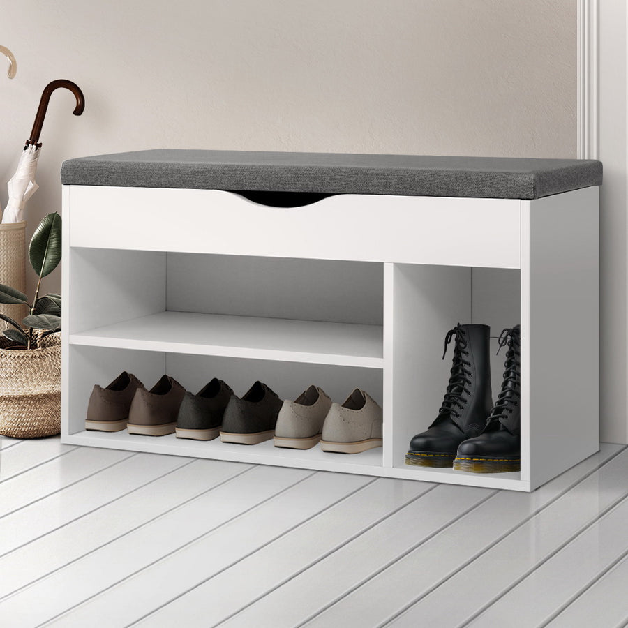 Shoe Organizer Cabinet Bench with Lift up Lid - White Homecoze