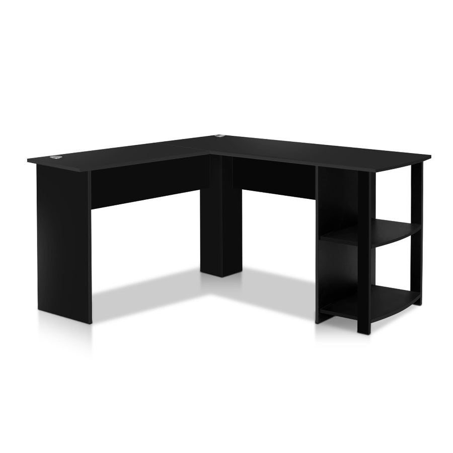 Corner L-Shape Office Computer Desk Workstation with Display Shelf Storage - Black Homecoze