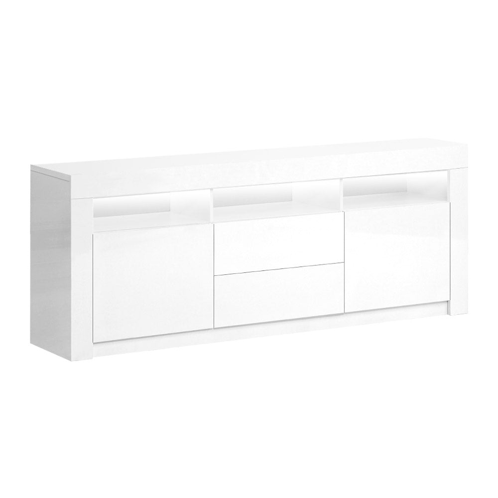 LED TV Cabinet Entertainment Unit High Gloss with Drawers 160cm White Homecoze
