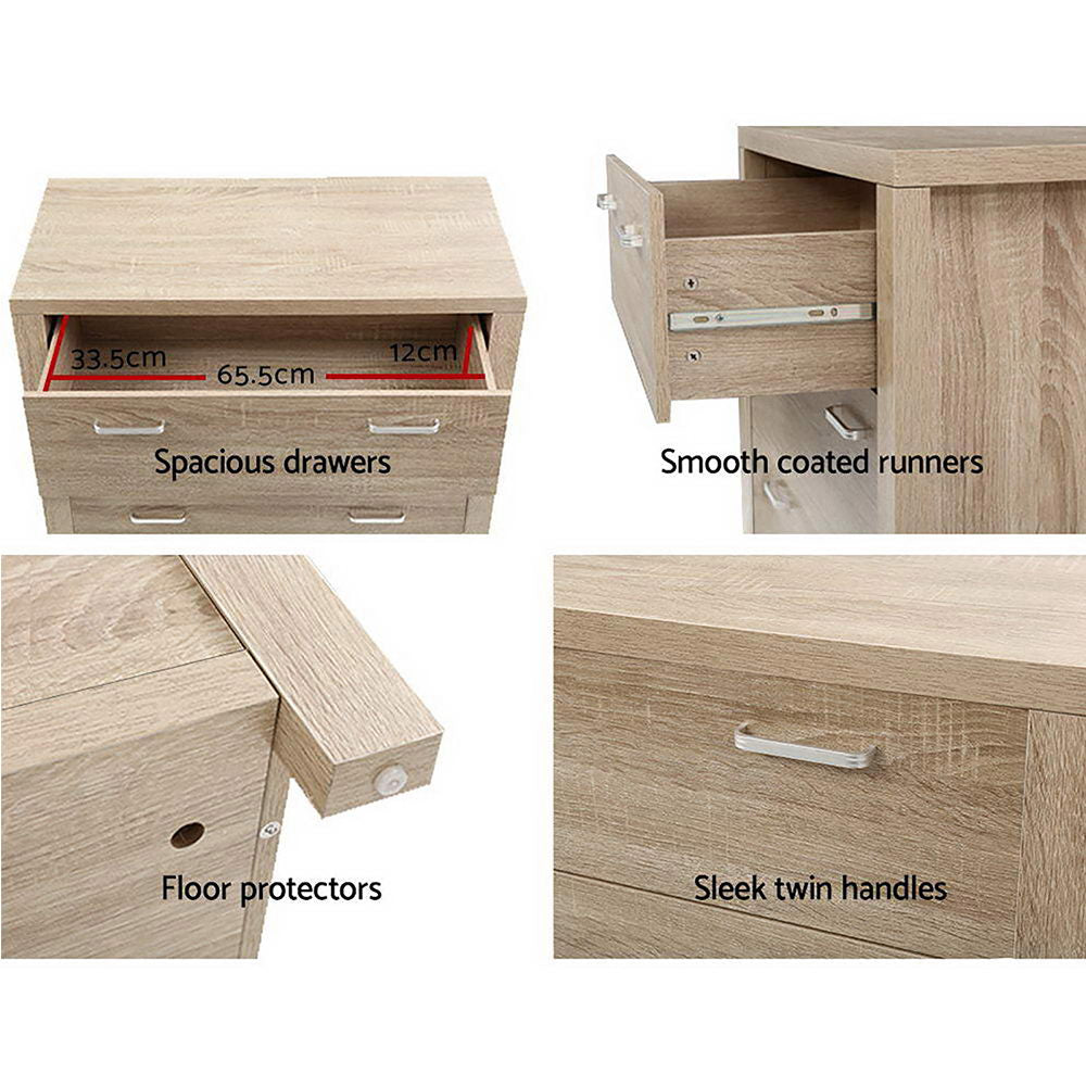 5 Drawer Tallboy Chest of Drawers - Natural Homecoze