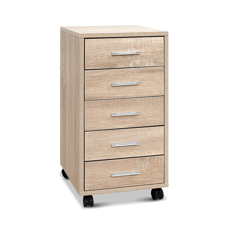 5 Drawer Office Desk Storage Cabinet - Wood Homecoze
