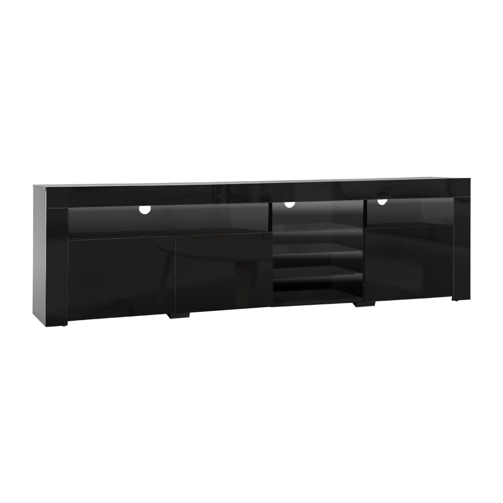 RGB LED Gloss TV Cabinet Entertainment Unit  3 Doors 180cm - Black Homecoze
