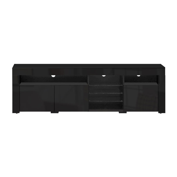 RGB LED Gloss TV Cabinet Entertainment Unit  3 Doors 180cm - Black Homecoze