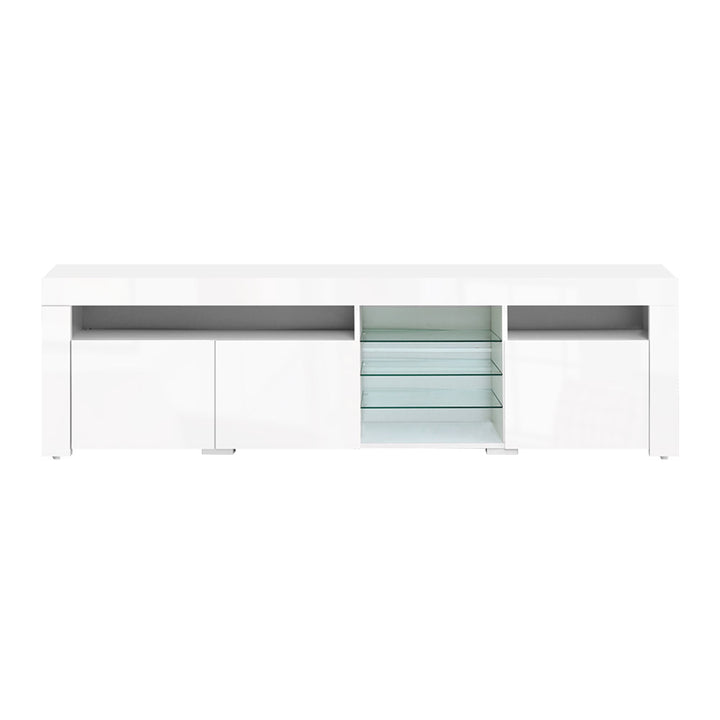 RGB LED Gloss TV Cabinet Entertainment Unit  3 Doors 180cm - White Homecoze