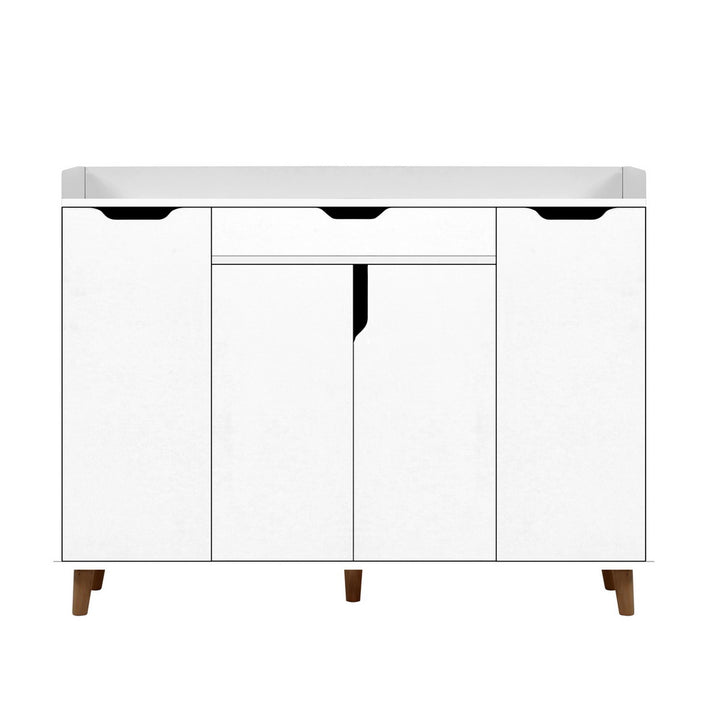 Large Shoe Storage Cabinet Sideboard with Drawer 120cm - White Homecoze