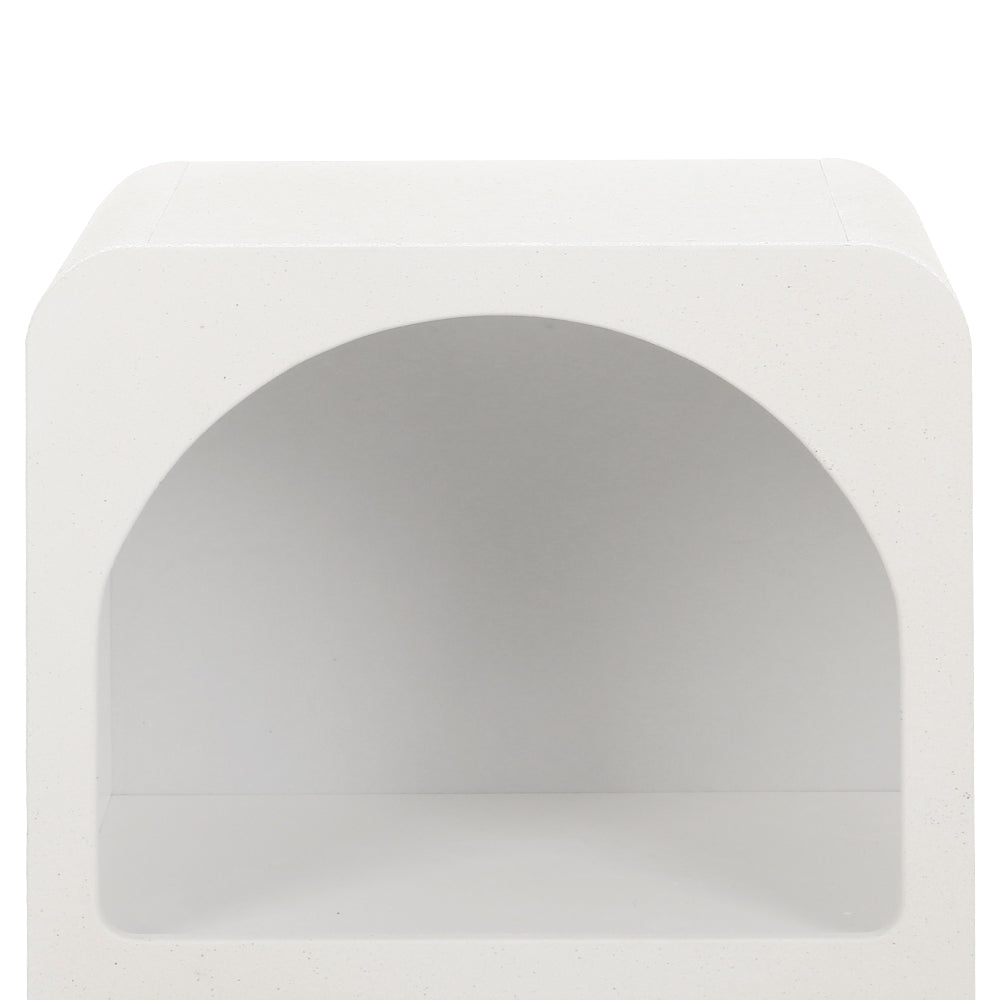 Contemporary Arched Design Bed Side Table Nightstand - White Homecoze