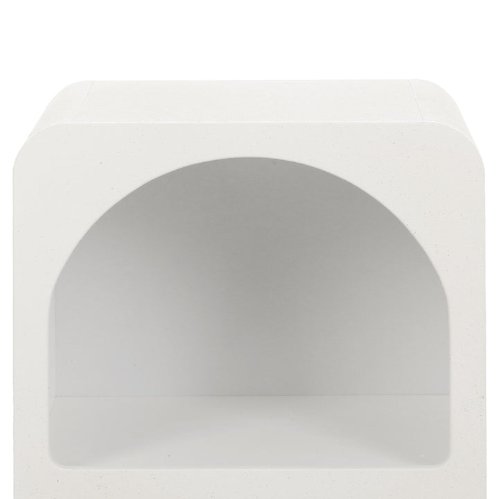 Contemporary Arched Design Bed Side Table Nightstand - White Homecoze