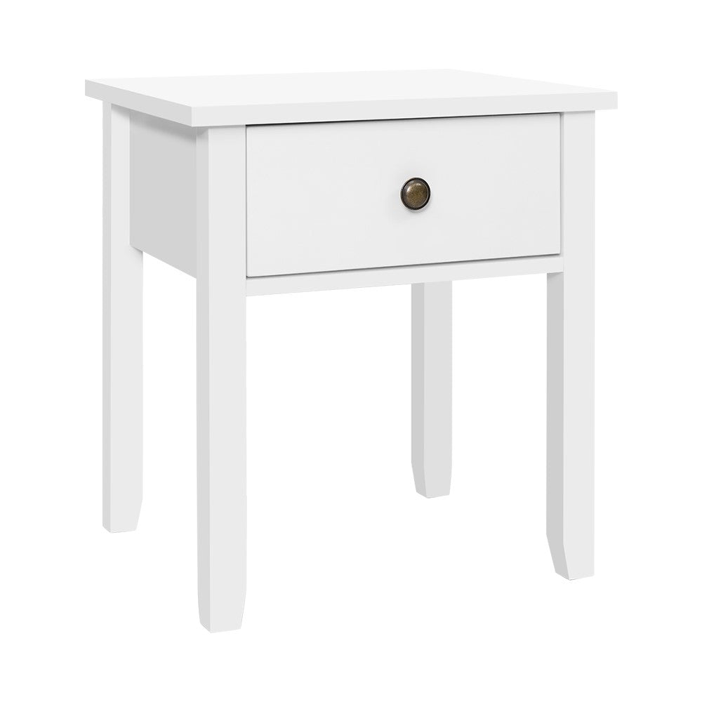 Single Drawer Bedside Table - White Homecoze