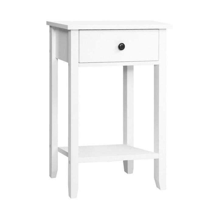 Classic Single Drawer Bedside Table - White Homecoze