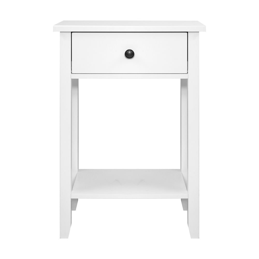 Classic Single Drawer Bedside Table - White Homecoze