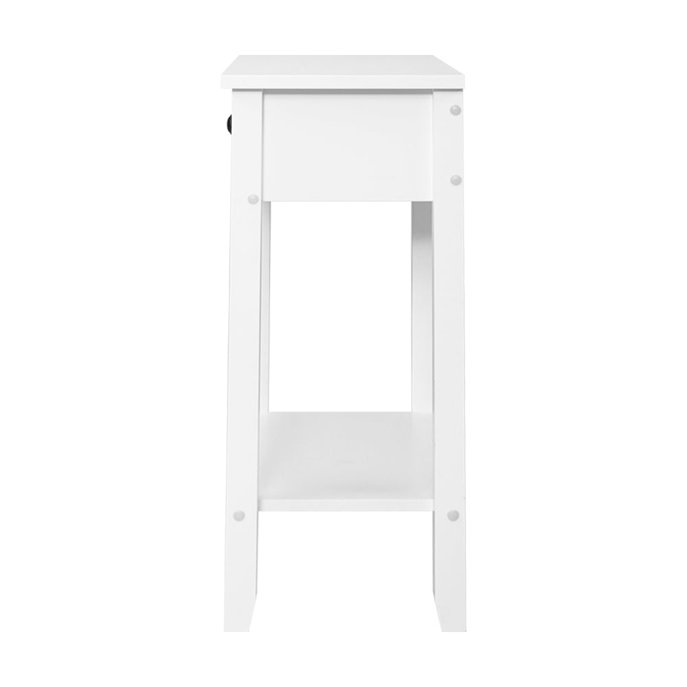 Classic Single Drawer Bedside Table - White Homecoze