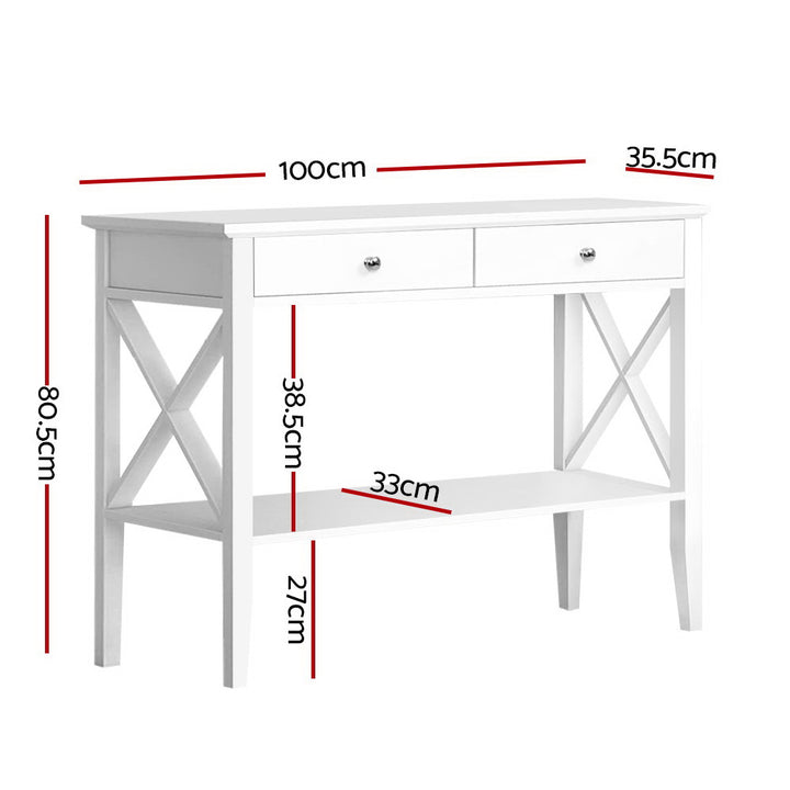 Console Table Hall Side Entry 2 Drawers Display White Desk Furniture Homecoze