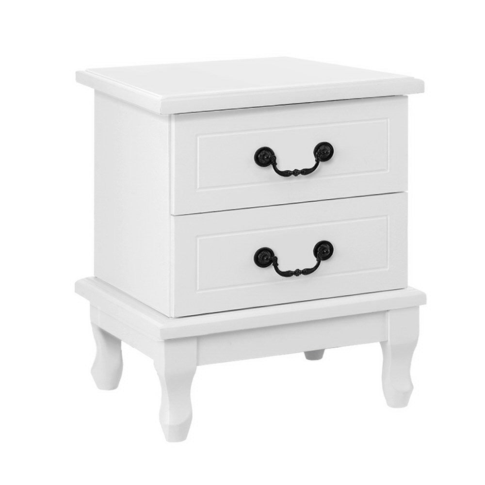 French Provincial Style Bedside Table Drawers - White - Homecoze