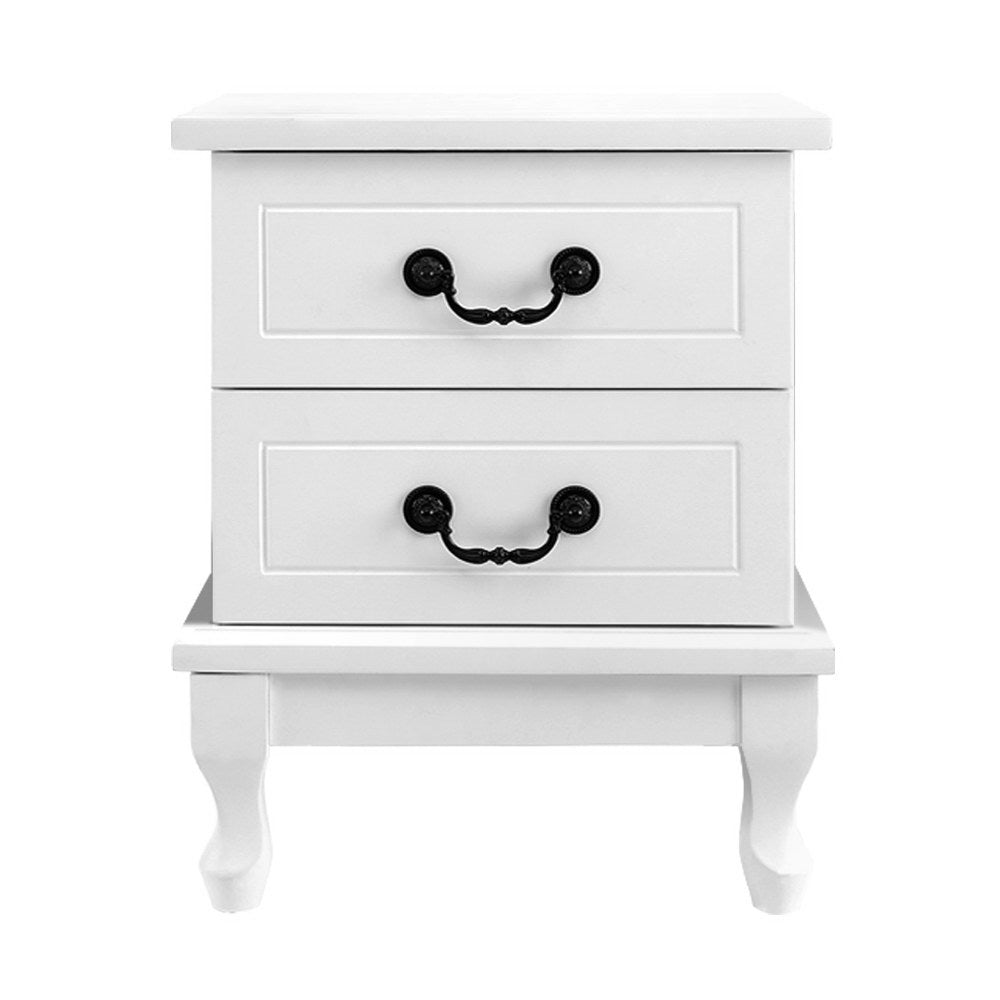 French Provincial Style Bedside Table Drawers - White - Homecoze