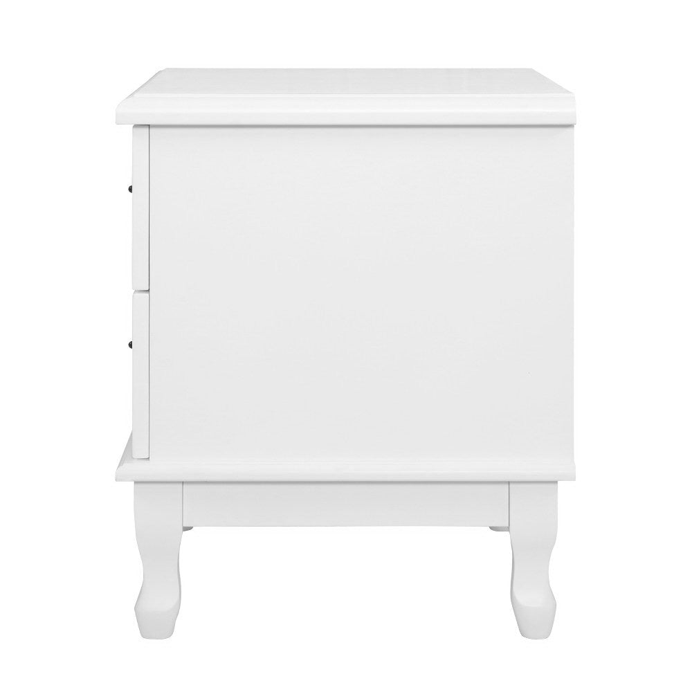 French Provincial Style Bedside Table Drawers - White - Homecoze