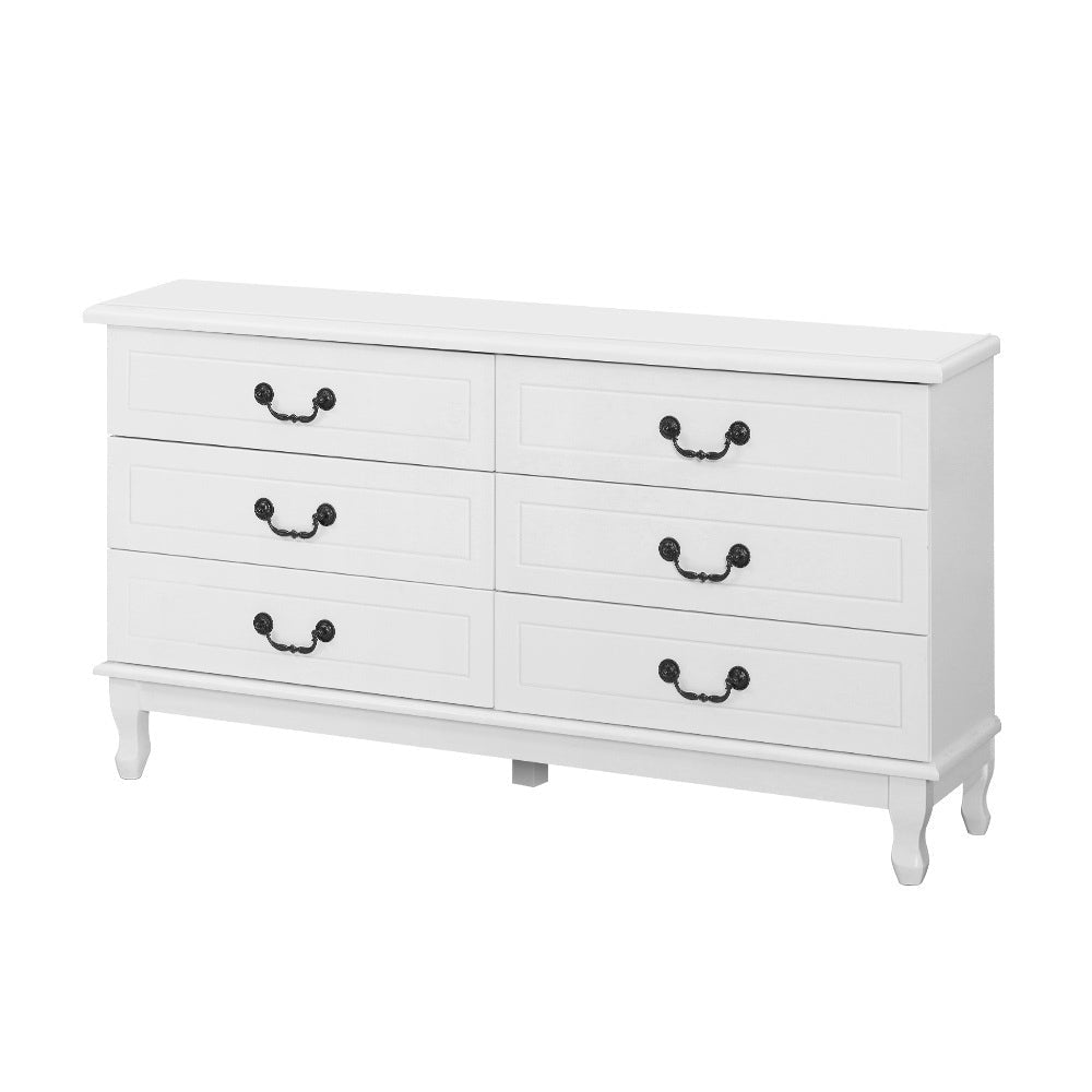 French Provincial Style Dresser Chest of Drawers - White - Homecoze