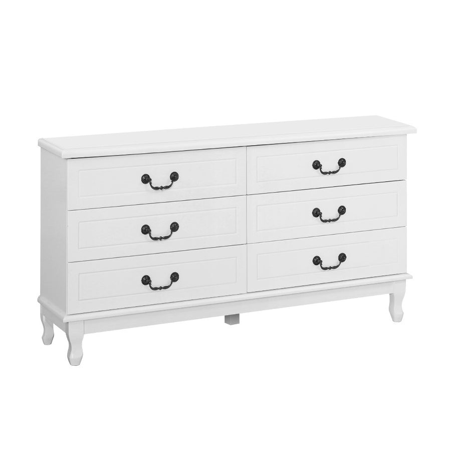 French Provincial Style Dresser Chest of Drawers - White Homecoze