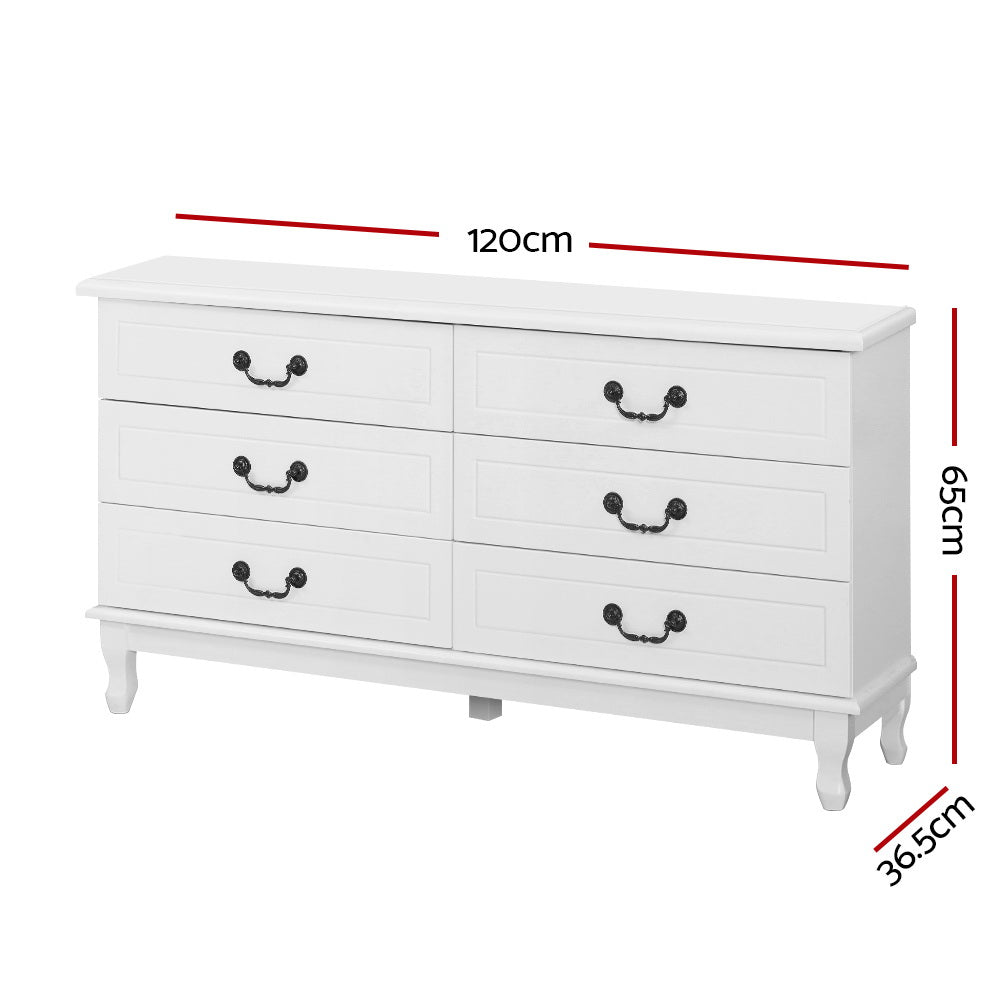 French Provincial Style Dresser Chest of Drawers - White - Homecoze