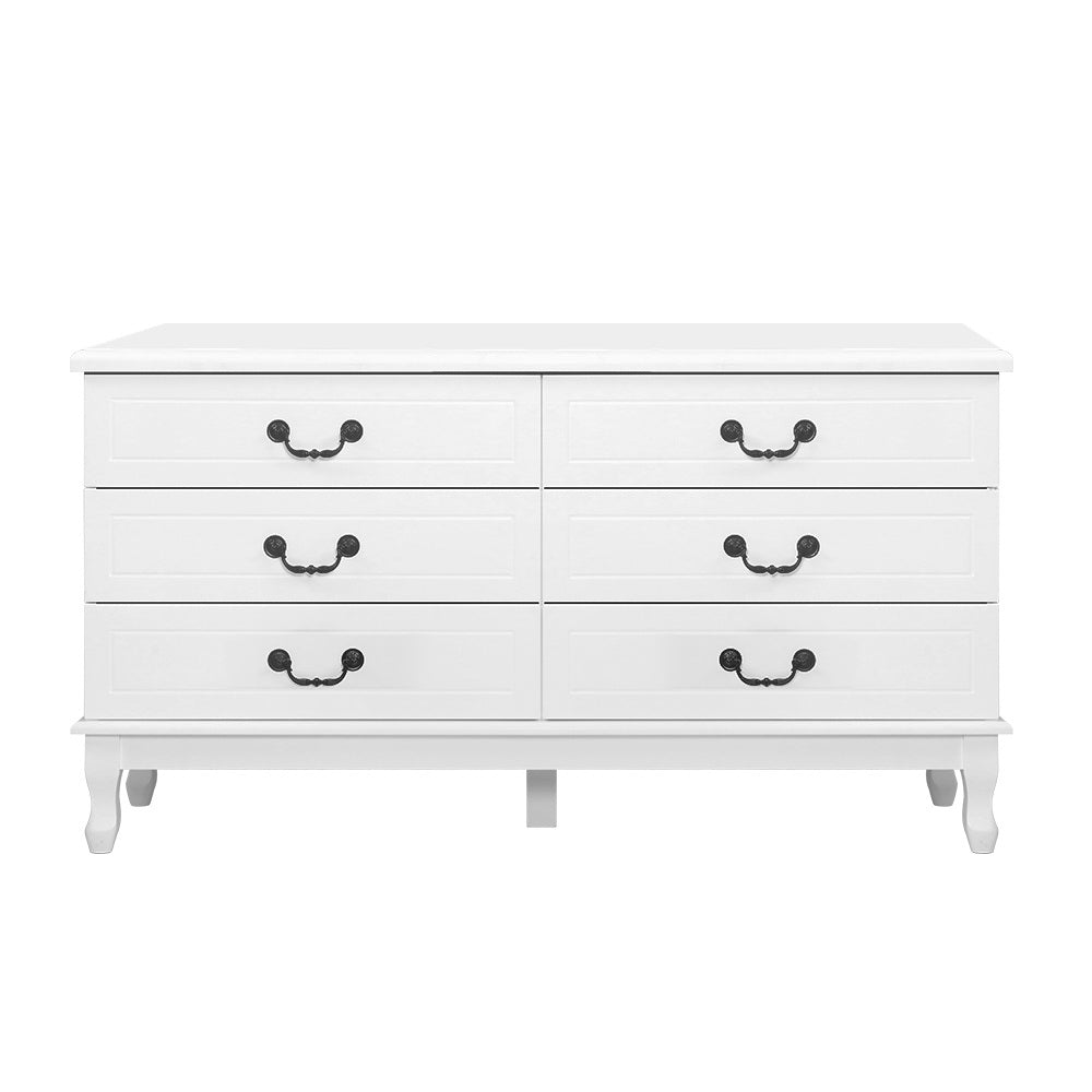 French Provincial Style Dresser Chest of Drawers - White - Homecoze