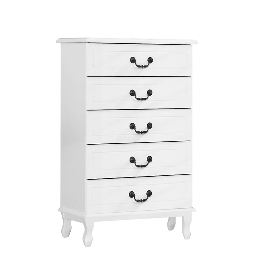 French Provincial Style Tallboy Dresser Chest of Drawers - White Homecoze
