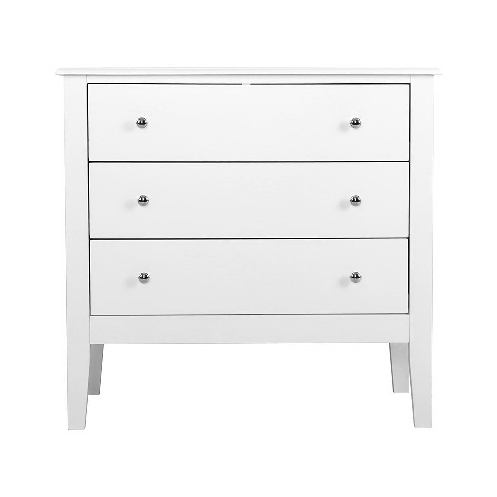 3 Drawer Classic Chest of Drawers Dresser - White Homecoze