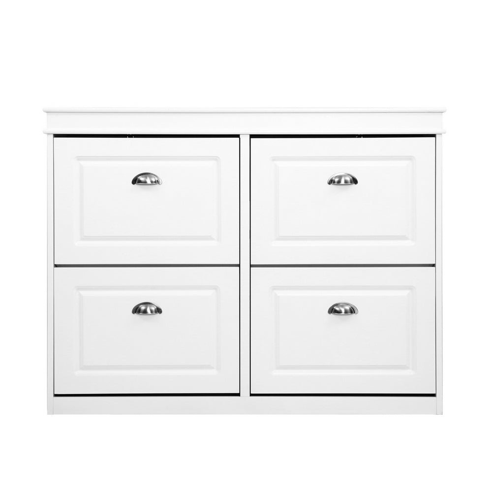 24 Pairs Shoe Cabinet Rack Organiser Storage Cupboard - White Homecoze