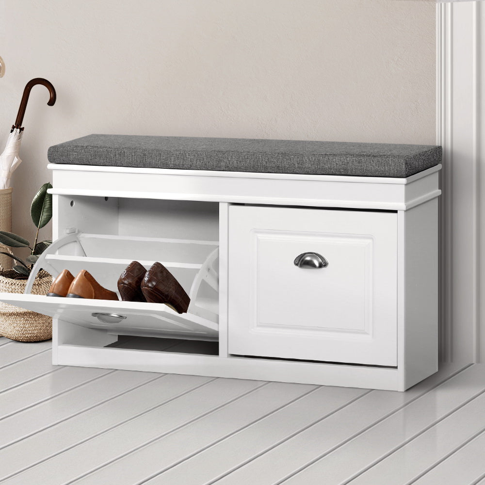 Shoe Cabinet Storage Bench - White Homecoze