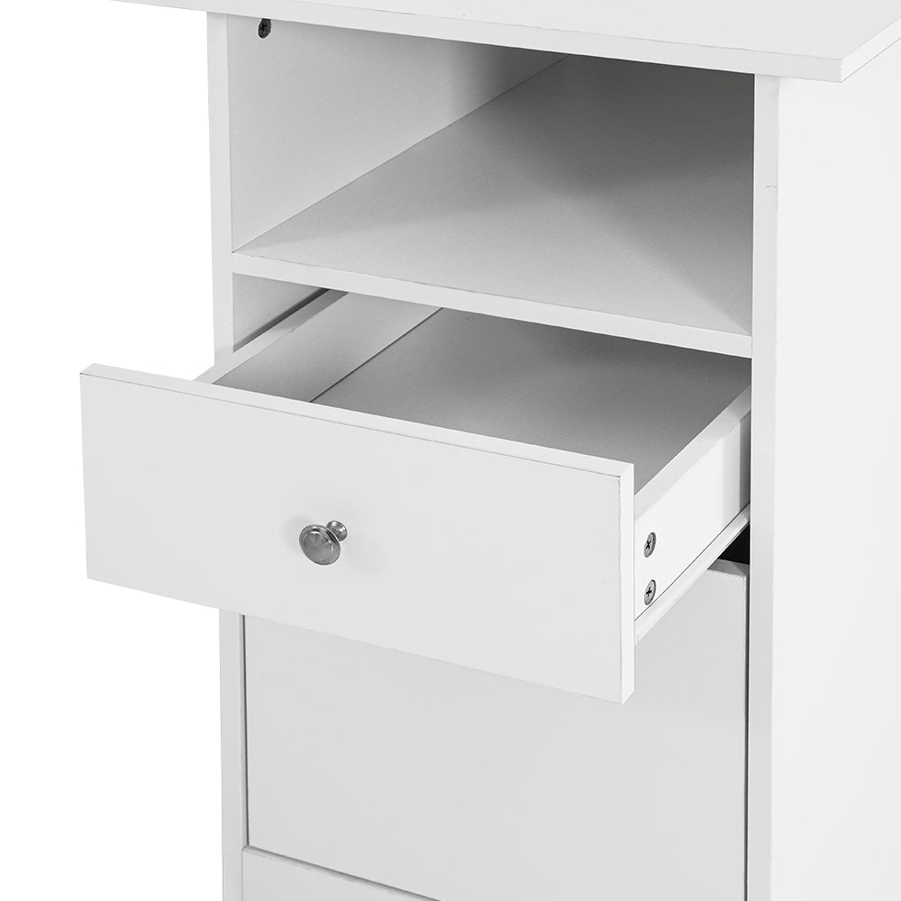Corner Computer Office Desk L-Shape Study Table with Drawers & Cabinet - White Homecoze