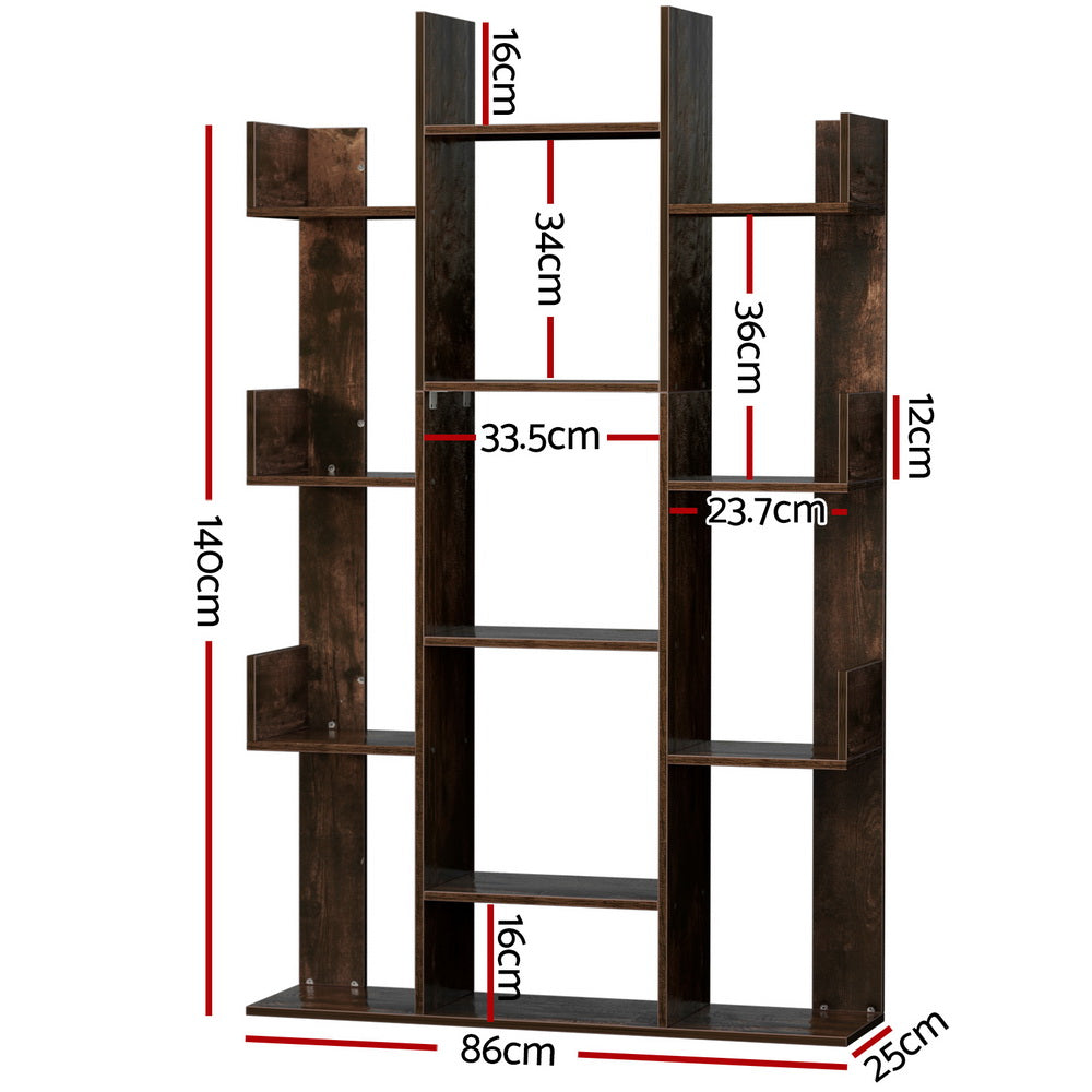 Tree Inspired Rustic Brown Style Book Display Shelf - Walnut