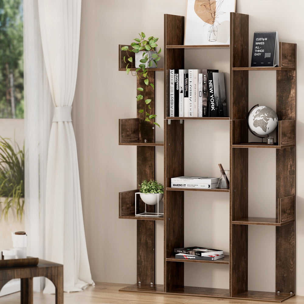 Tree Inspired Rustic Brown Style Book Display Shelf - Walnut