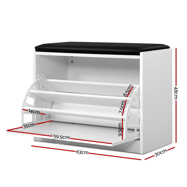 Shoe Cabinet Storage Bench Organizer Up to 15 Pairs - White Homecoze