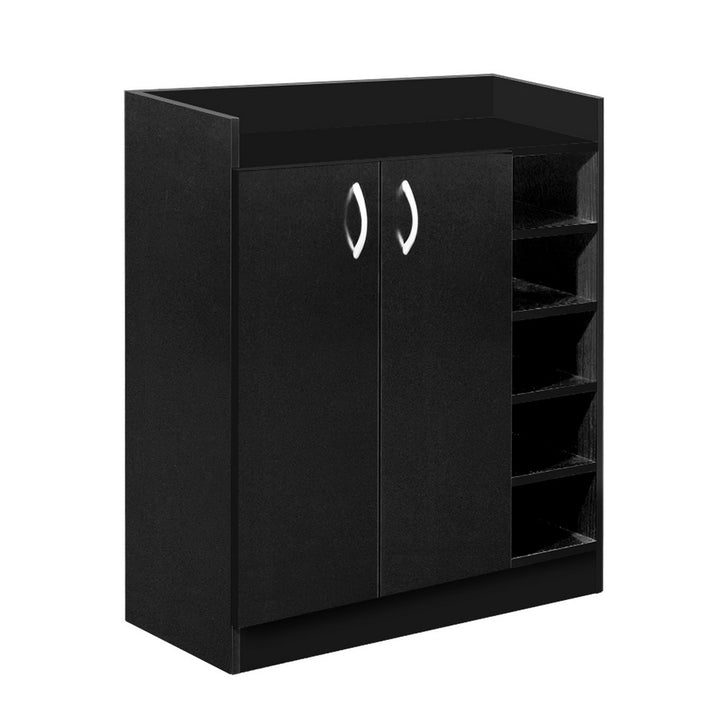 2 Door Shoe Cabinet Storage Cupboard - Black Homecoze