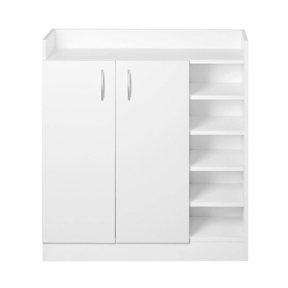 2 Doors Shoe Cabinet Storage Cupboard - White Homecoze