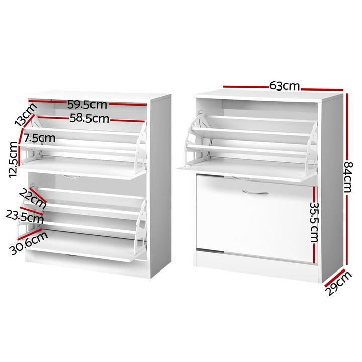 2 Door Shoe Cabinet - White Homecoze