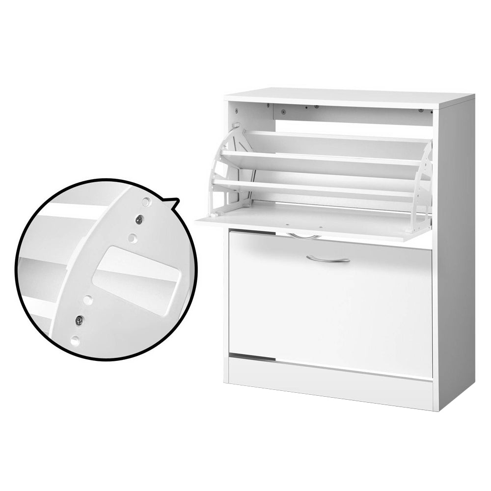 2 Door Shoe Cabinet - White Homecoze