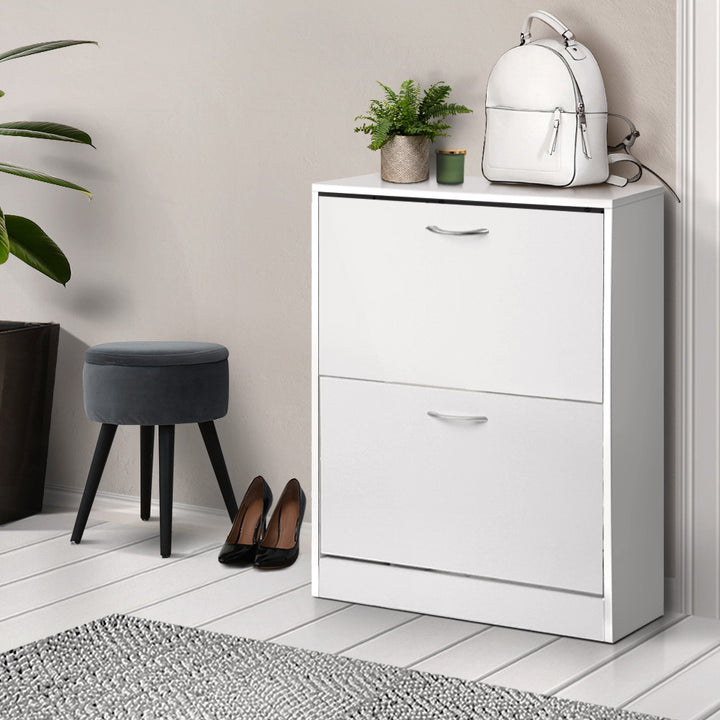 2 Door Shoe Cabinet - White Homecoze