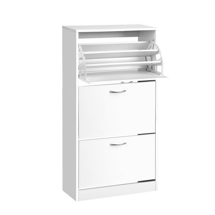 3 Tier Shoe Cabinet - White Homecoze