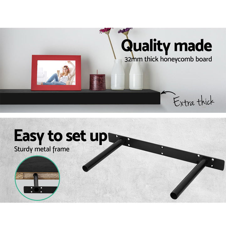 3 Piece Floating Wall Mounted Shelves - Black Homecoze