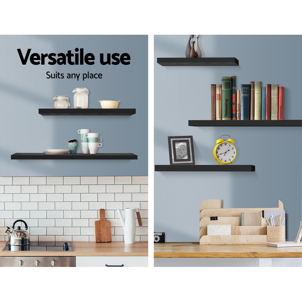 3 Piece Floating Wall Mounted Shelves - Black Homecoze