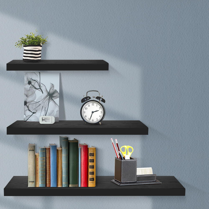 3 Piece Floating Wall Mounted Shelves - Black Homecoze