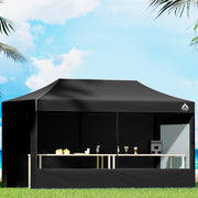 Gazebo Marquee 3x6m with Side Walls Kit Folding Outdoor Canopy Shade Tent - Black - Homecoze