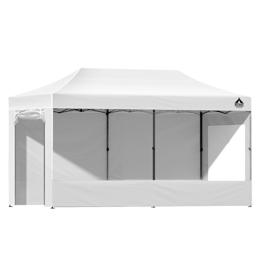 Gazebo Marquee 3x6m with Side Walls Kit Folding Outdoor Canopy Shade Tent - White - Homecoze