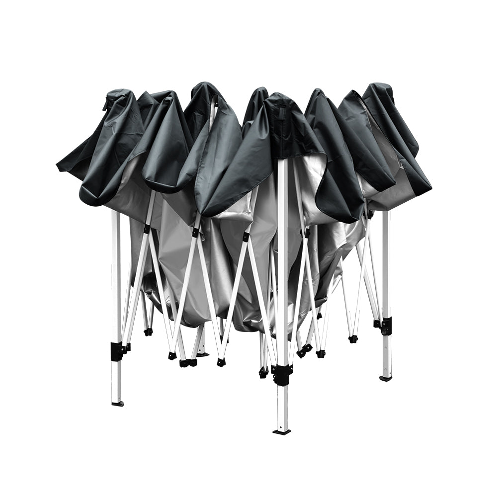 Gazebo Marquee 3x3m with Mesh Walls Folding Outdoor Canopy Shade Tent - Black - Homecoze
