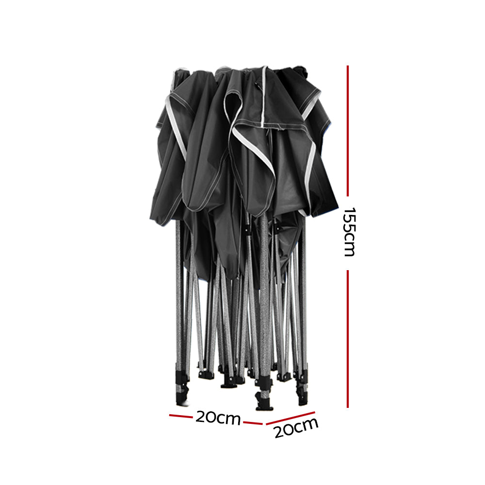 Gazebo Marquee 3x3m Folding Outdoor Canopy Shade Tent - Black - Homecoze
