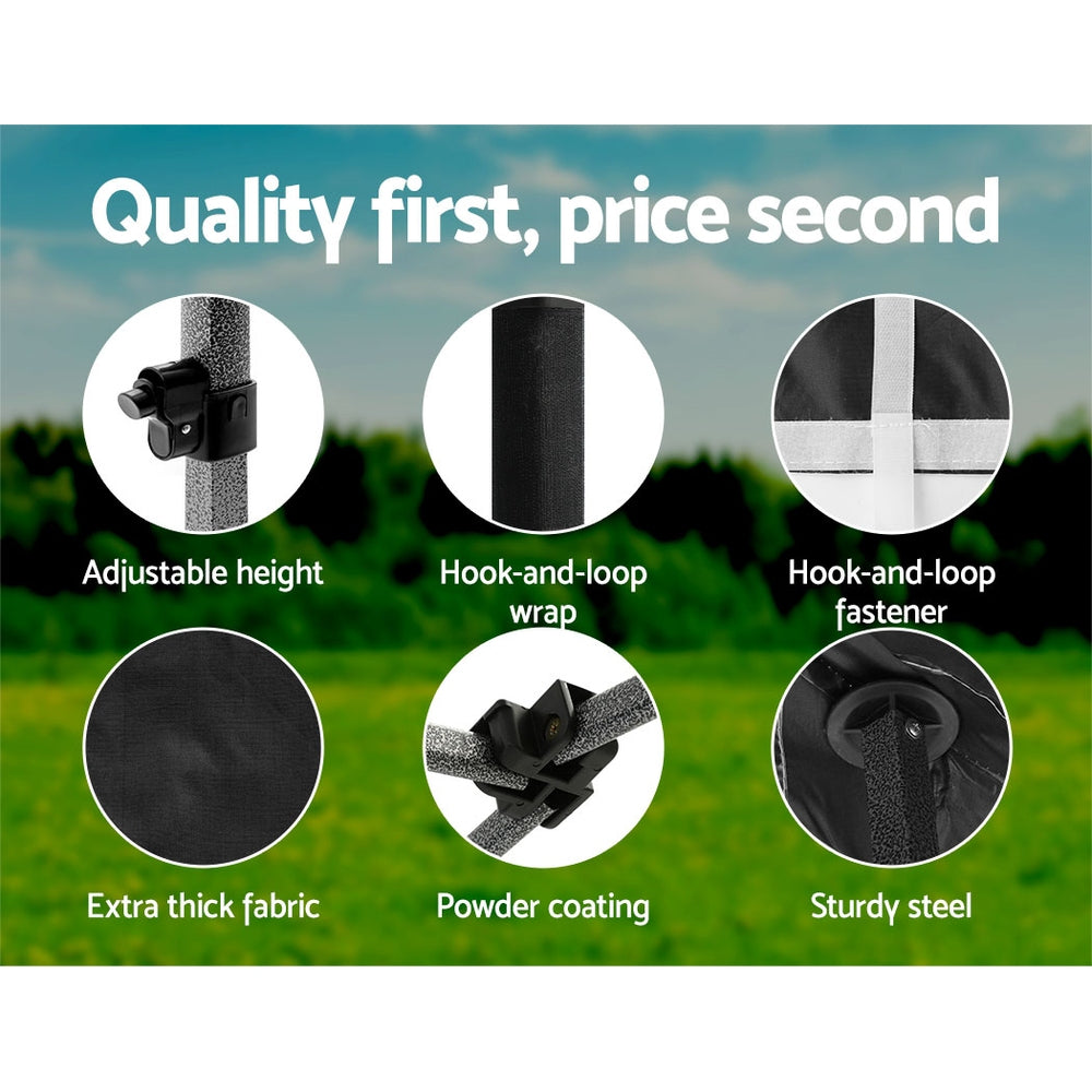 Gazebo Marquee 3x3m Folding Outdoor Canopy Shade Tent - Black - Homecoze