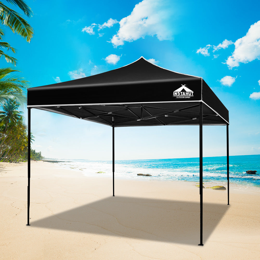 Gazebo Marquee 3x3m Folding Outdoor Canopy Shade Tent - Black - Homecoze