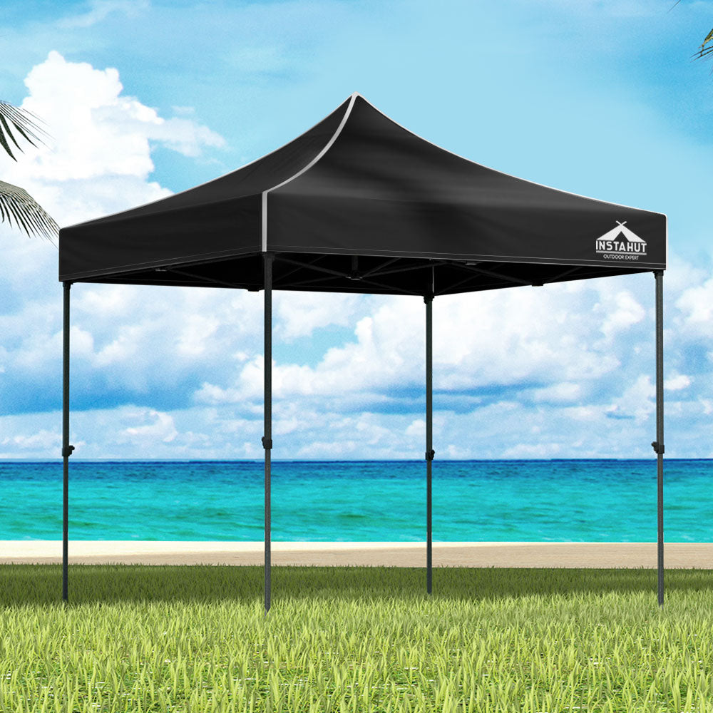 Gazebo Marquee 3x3m with Base Pods Folding Outdoor Canopy Shade Tent - Black - Homecoze