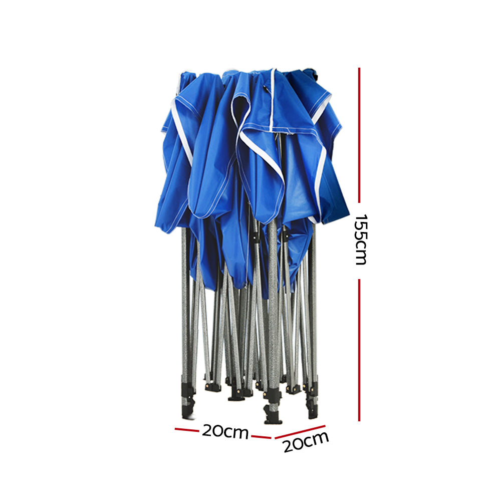 Gazebo Marquee 3x3m with Base Pods Folding Outdoor Canopy Shade Tent - Blue - Homecoze