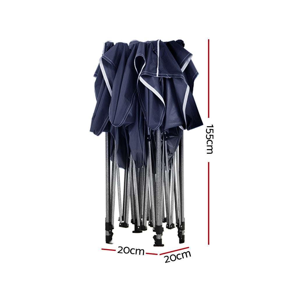 Gazebo Marquee 3x3m Folding Outdoor Canopy Shade Tent - Navy - Homecoze